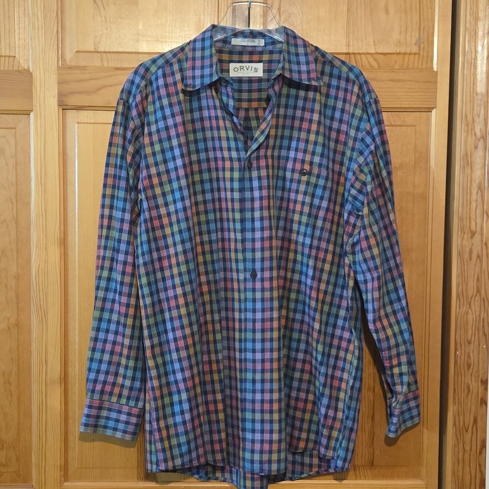 ORVIS Men's Shirt Long Sleeve 100% Cotton Plaid India Button Front - Picture 3 of 8